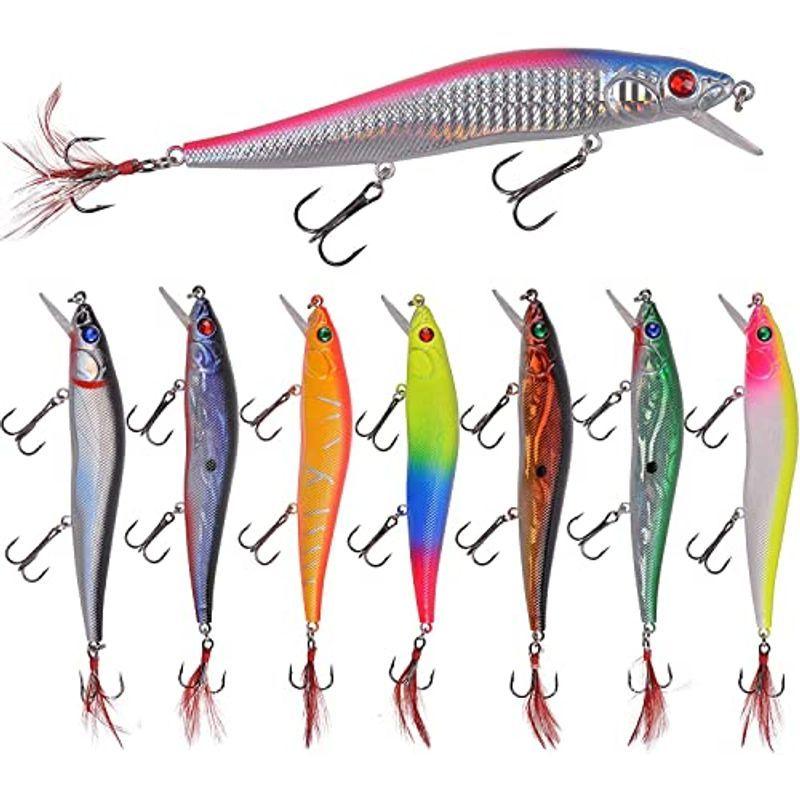 買い誠実 フローティングミノー ミノールアーセット バス トラウト 渓流釣り 管釣り 実績の爆釣多色 リップ付ミノー 表層 中層適用 8本 Gestoci Ci