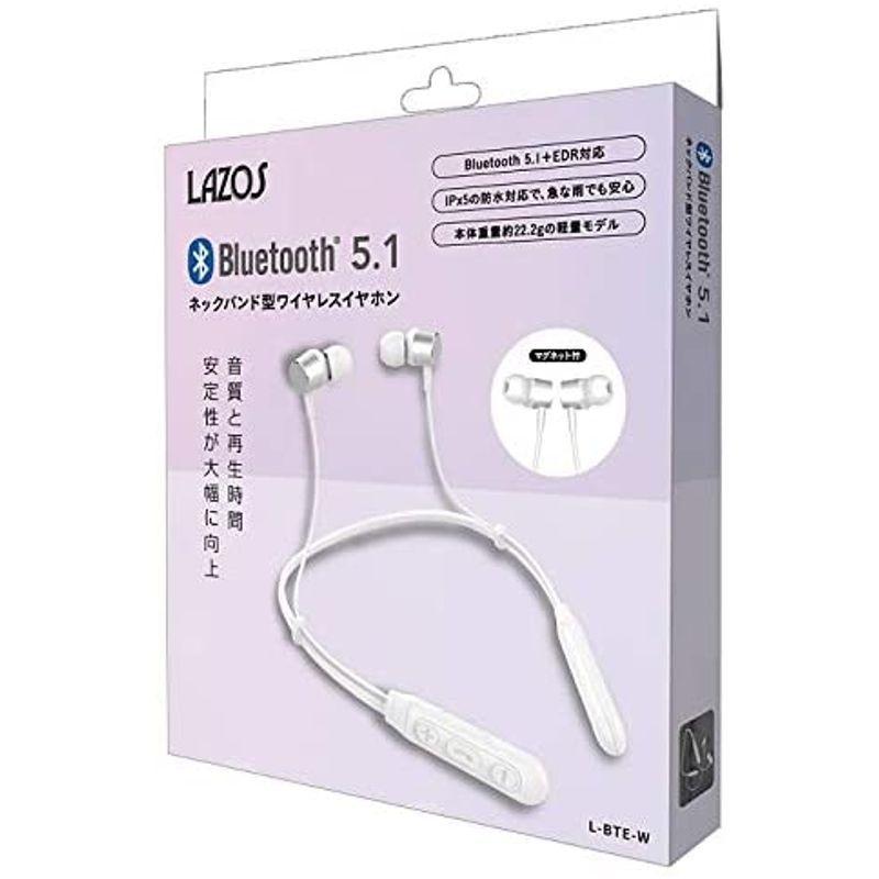 LMT Lazos ネックバンド型ワイヤレスイヤホン Bluetooth 5.1 防水 ホワイト L-BTE-W  :20220206153028-01213:BuzzOne - 通販 - Yahoo!ショッピング