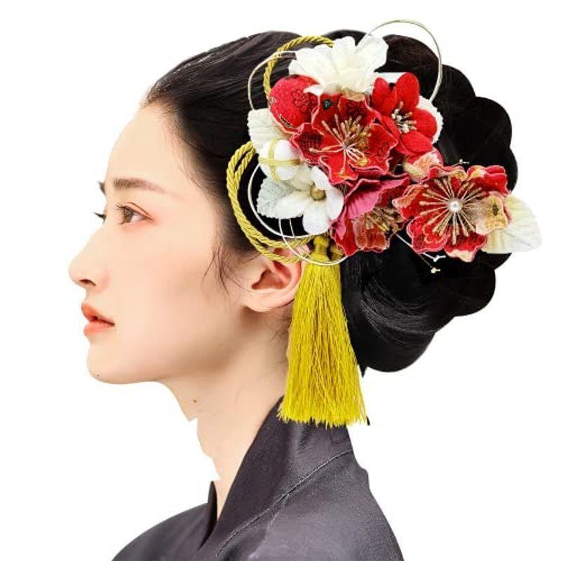 髪飾り 成人式 花 水引 2点セット レッド 赤 黒 金色 桜 サクラ コサージュ 組紐 玉飾り 房飾り コーム式 Uピン式 つまみ細工 ヘ 001 Buzzone 通販 Yahoo ショッピング