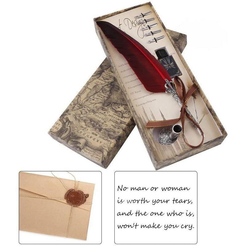 ヴィンテージ羽ペン アンティーク英語書道羽ディップ羽ペン 耐摩耗性 書き込みインクセット 金属彫刻外観 5ペン先付き文房具ギフトボックス な Buzzone 通販 Yahoo ショッピング