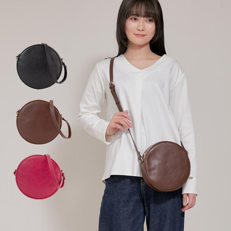 ✨超希少✨イルビゾンテ レザー 丸型 ショルダーバッグ ブラウン イタリア製 イルビゾンテ IL BISONTE レザーサークルショルダーバッグbcr328