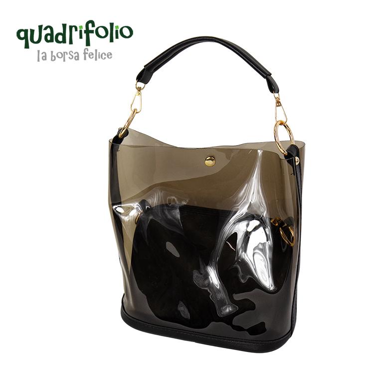 クアドリフォリオ インナーポーチ付き クリアバッグ クリア レディース 女性 ショルダーバッグ ワンハンドル トート バッグ 斜め掛け PVC かわいい | 
