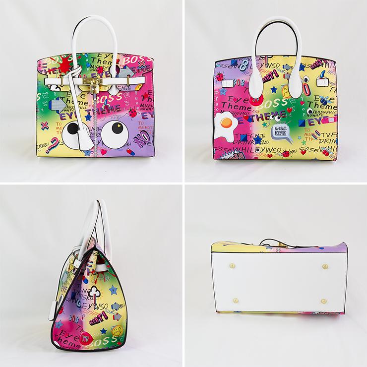 EYE THEME アイテーマ ベルト付き PVC トートバッグ ET2338 レディース バッグ ハンドバッグ プリント 個性的 総柄 かわいい おしゃれ |  | 01