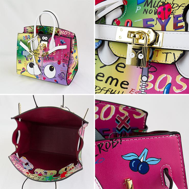 EYE THEME アイテーマ ベルト付き PVC トートバッグ ET2338 レディース バッグ ハンドバッグ プリント 個性的 総柄 かわいい おしゃれ |  | 02