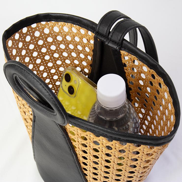 クアドリフォリオ ワンハンドル カゴバッグ レディース 女性 肩掛け バッグ ワンハンドル トート バッグ ブラック PVC かわいい |  | 04