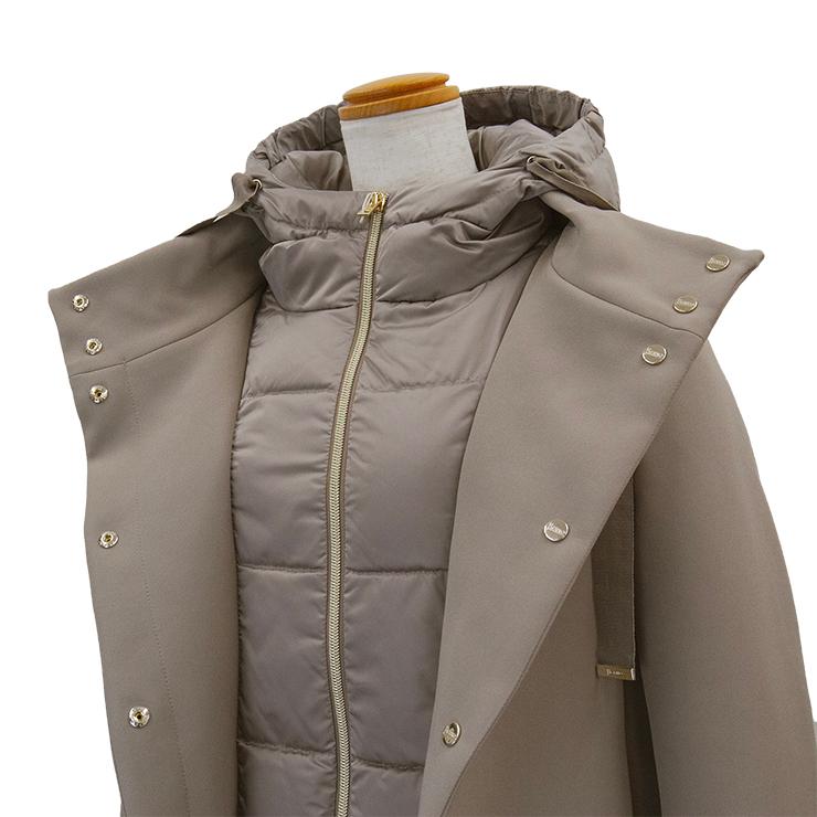 【値下げ】ヘルノ　異素材切り替えコート　ネイビー　12A 中古・古着通販】HERNO (ヘルノ) 異素材切替ダウンコート ネイビー