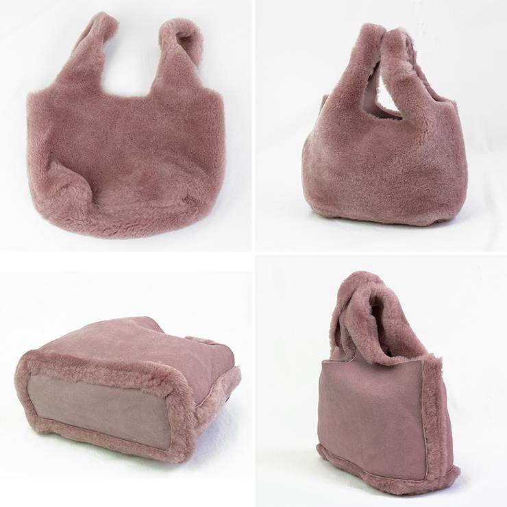 ムートン リバーシブル トートバッグ SH02R ハンドバッグ 本革 羊革 トート シンプル レディースバッグ おしゃれ 軽い 女の子 女性 ファーバッグ 無地 |  | 04