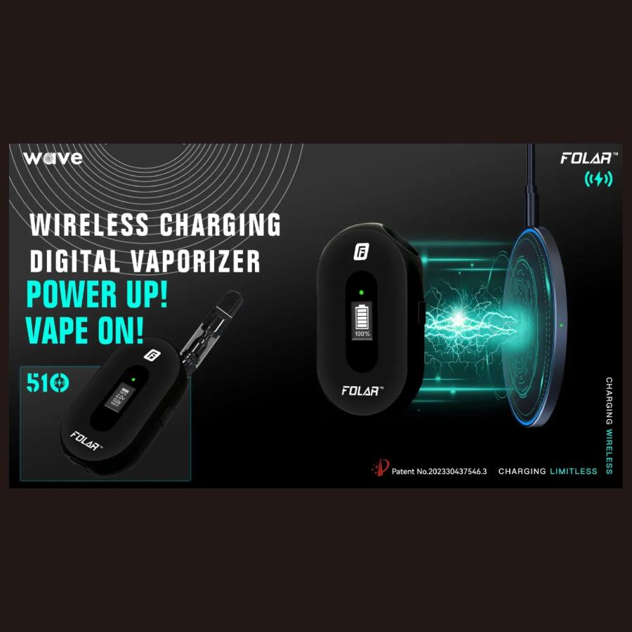 【CBD カートリッジ用 510 バッテリー】FOLAR WAVE 510 Wireless Battery 液晶 Type-C ライトニング ワイヤレス 充電 出力調節 vape wax ワックス CBG CBN |  | 01