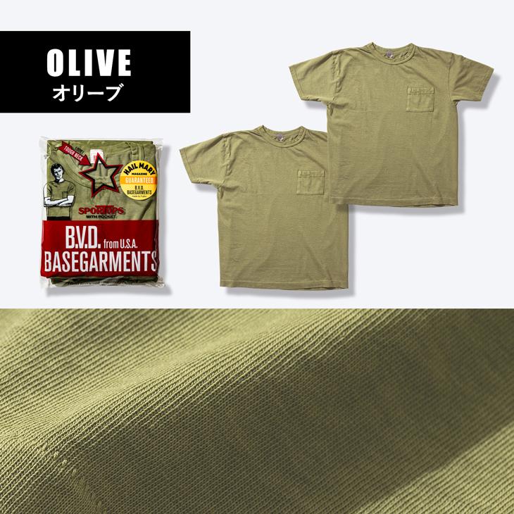 B.V.D Tシャツ ベースガーメンツ ポケットTシャツ 2枚組 スポー