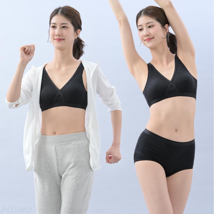 B.V.D ノンワイヤー ブラジャー ハーフトップ M L 吸水速乾 クロス