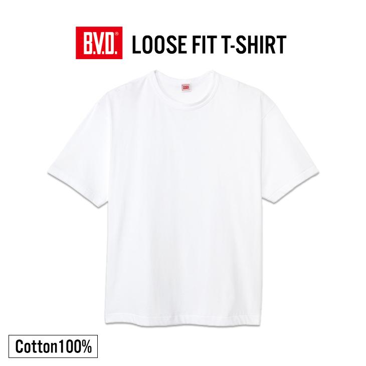 tシャツ BVD ルーズフィットTシャツ Cotton100% （M/L/XL）EC200 インナー 白シャツ 下着 BVD ポイント利用 | B.V.D | 01