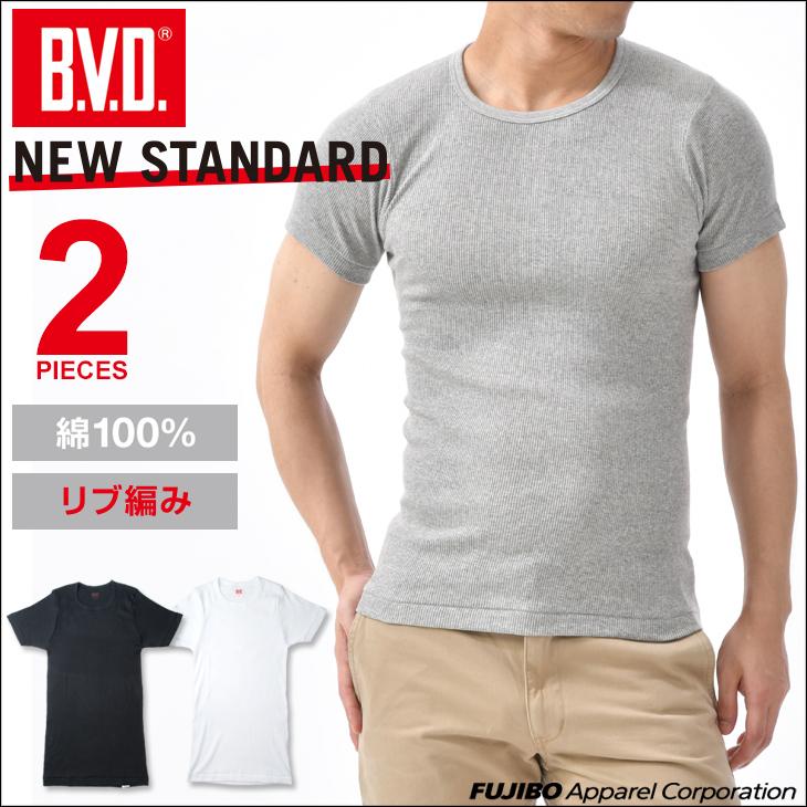 BVD 2枚組リブ クルーネック半袖Tシャツ カジュアル メンズインナー 下着 メーカー直営店 通販 ◼️新品未開封 BVD U首半袖Tシャツ M 2枚セット