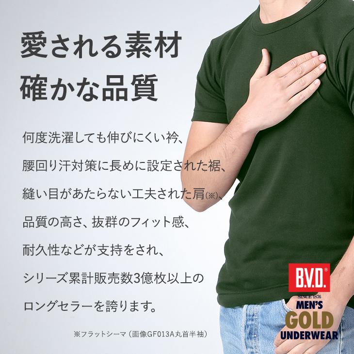 B.V.D.GOLD 限定COLOR 丸首半袖Tシャツ TOUGH NECK 綿100％ （MLLL） GF013  bvd メンズ 肌着｜bvd｜04