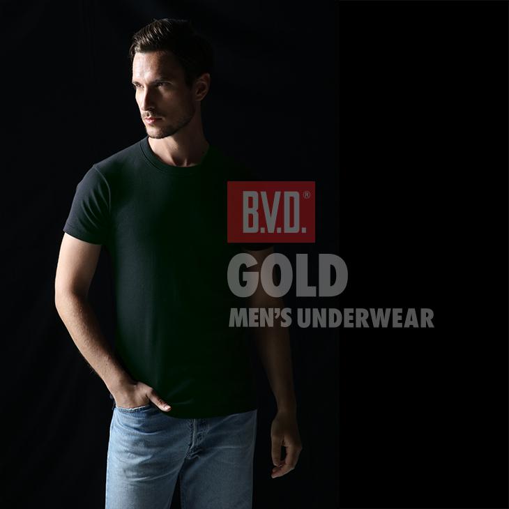 B.V.D bvd BVD GOLD 丸首 半袖 シャツ 単品 ブラック 黒 TOUGH