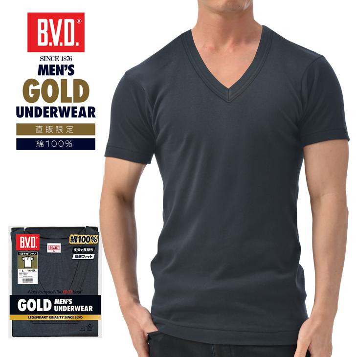 B.V.D B.V.D. GOLD 限定COLOR V首 半袖Tシャツ TOUGH NECK 綿100