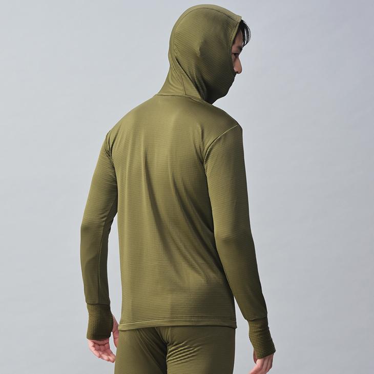 2枚組 BVD 瞬暖GRID-TEC+ グリッド構造 裏起毛 フーディー サムホール長袖Tシャツ M L LL インナー bvd フード一体型 メンズ 暖か 釣り アウトドア 防寒下着 | B.V.D | 31