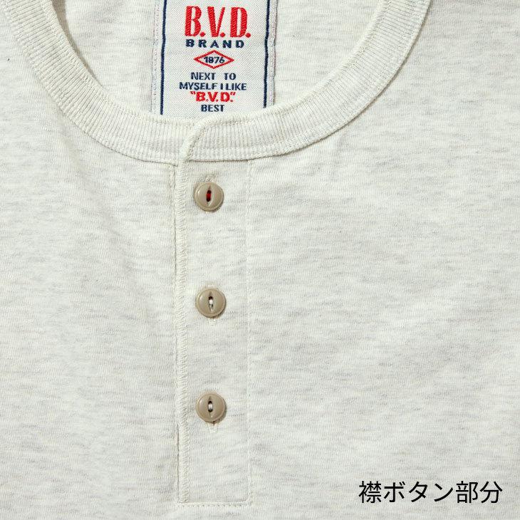 ヘビーウエイト 綿100％ 杢 ヘンリーネックTシャツ by BVD 2021SSモデル（MLXL）メンズ ヘビーT GR581 bvd イケオジ メンズ ビンテージ アメカジ｜bvd｜07