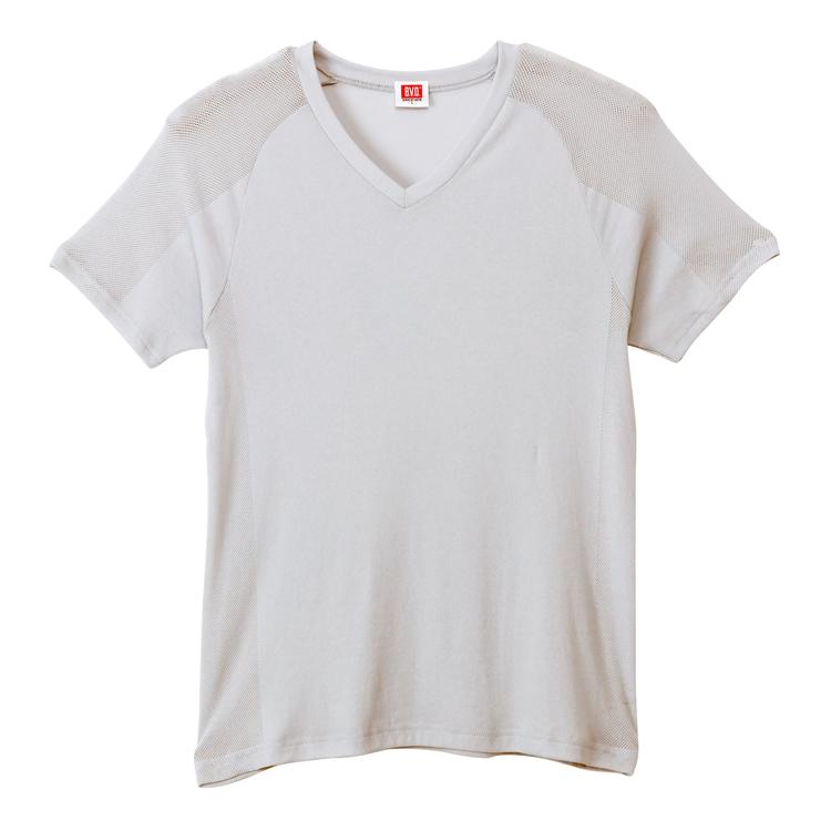 BVD COOL FEEL サイドメッシュ VネックTシャツ 接触冷感 抗菌防臭 吸水速乾 半袖 軽量 通気性 メンズ 男性 V首 インナーウェア 下着 肌着 スポーツ | B.V.D | 08