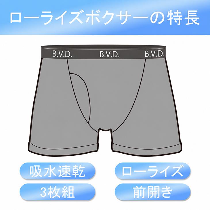 ローライズボクサーパンツ メンズ bvd 3枚組 吸水速乾 セット  メンズ アンダーウェア 下着 BVD インナー BVD 肌着 直営店限定品 爆買 | B.V.D | 01
