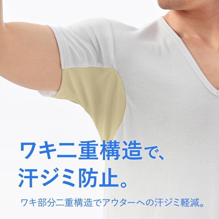 シャツ インナー ワキ汗対策 bvd tシャツ 肌着 クールエディット 17cmVネック 2分袖 Tシャツ 吸水速乾 抗菌防臭 半袖 メンズ下着  ビジネス ポイント利用 爆買 | B.V.D | 09