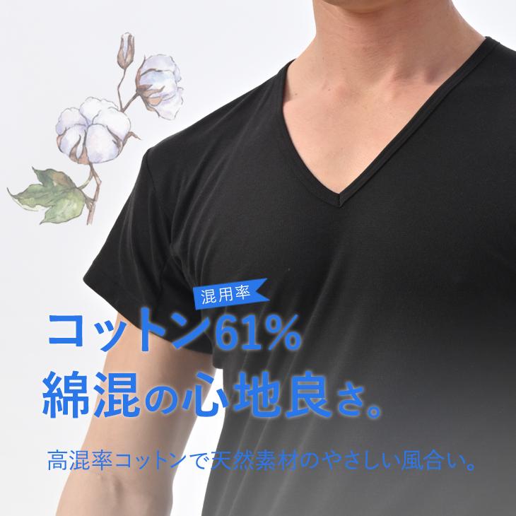 シャツ インナー ワキ汗対策 bvd tシャツ 肌着 クールエディット 17cmVネック 2分袖 Tシャツ 吸水速乾 抗菌防臭 半袖 メンズ下着  ビジネス ポイント利用 爆買 | B.V.D | 10