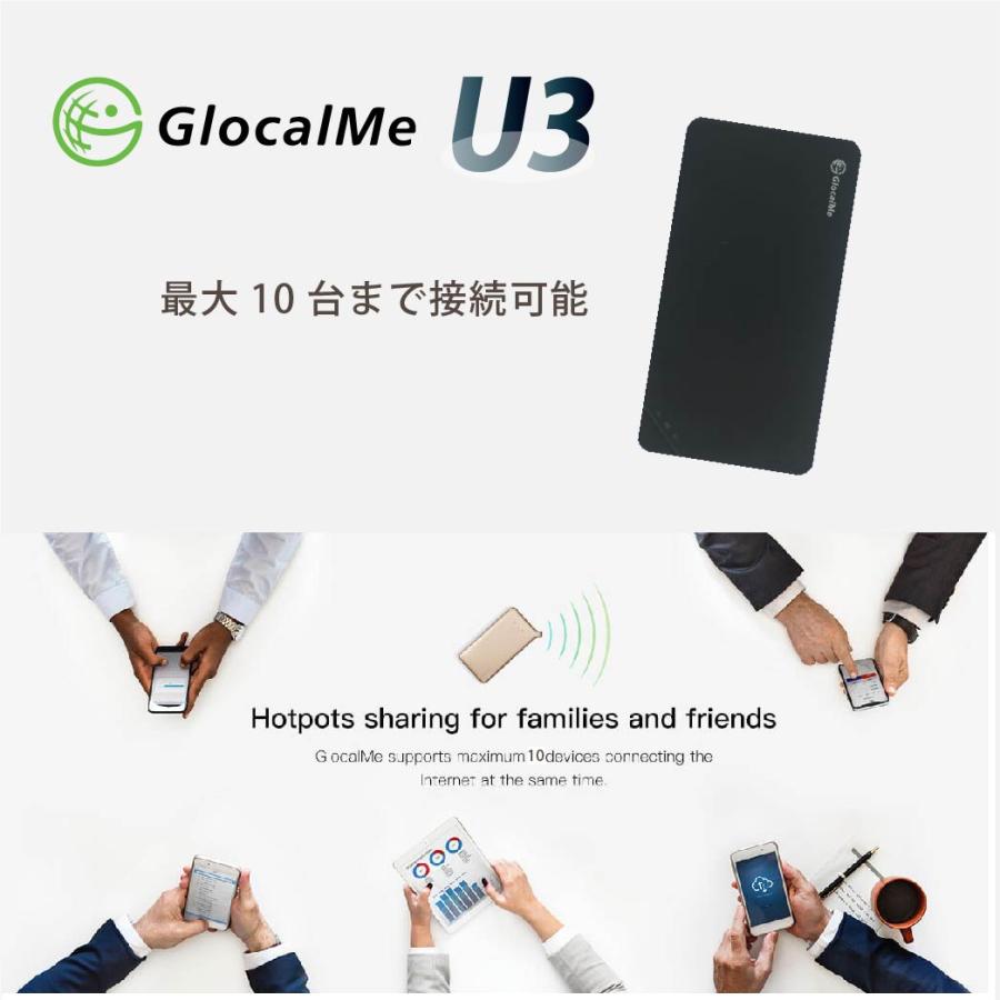 GlocalMe U3 SIMフリーWiFiルーター ポケットWiFi 軽量/薄型(ブラック) クラウド機能なし 送料無料