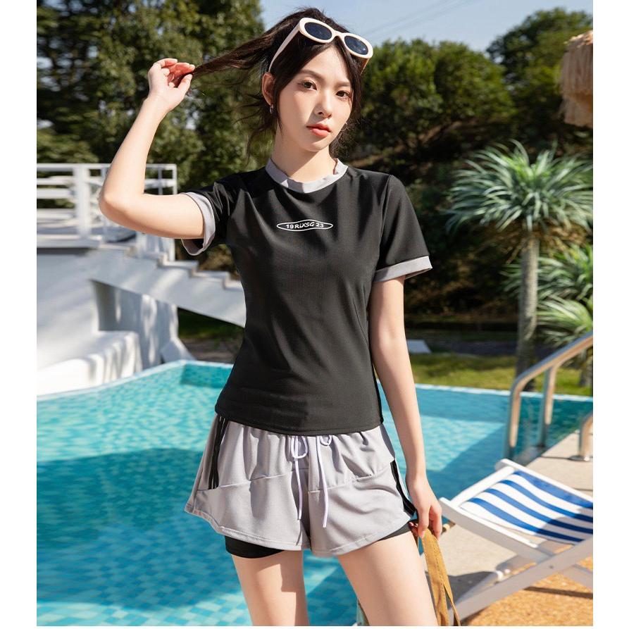 水着 レディース タンキニ ２点セット 体型カバー Tシャツ 半袖 ショートパンツ セパレート ジム |  | 10