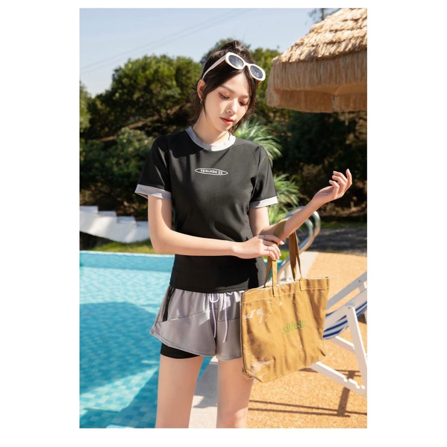 水着 レディース タンキニ ２点セット 体型カバー Tシャツ 半袖 ショートパンツ セパレート ジム |  | 12