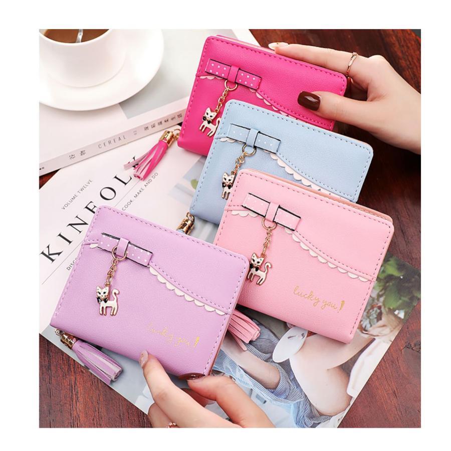 財布 二つ折り 猫 子供 女子 女の子 キッズ 小学生 中学生 高校生 レディース  かわいい おしゃれ プレゼント | 