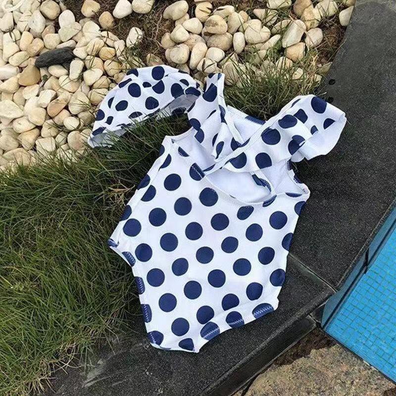 水着 女の子 ワンピース 水玉 ドット 子供 キッズ かわいい 帽子付き 90 100 110 |  | 07