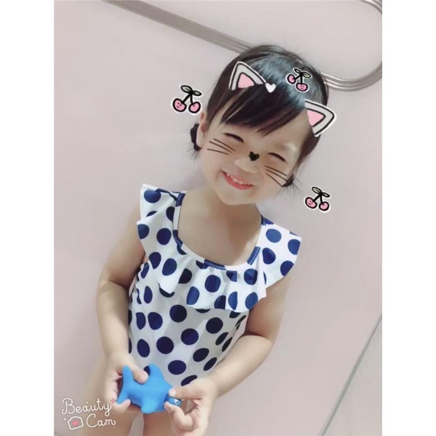 水着 女の子 ワンピース 水玉 ドット 子供 キッズ かわいい 帽子付き 90 100 110 |  | 09