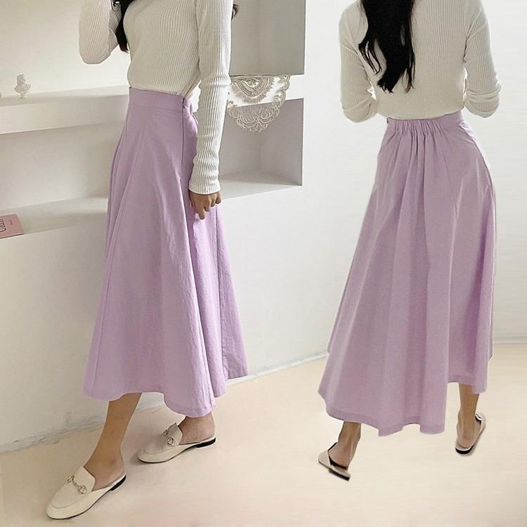 パステルカラー ロングスカート コットン100 流行り 春夏 秋 後ろウエストコム仕様 フレアスカート 無地 カジュアル レディース 通勤 オフィス pa By Dream 通販 Yahoo ショッピング
