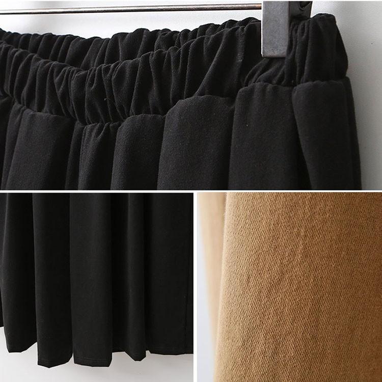 プレアガウチョパンツ 綿100% 秋冬 ワイドパンツ 冬服 ウエストゴム