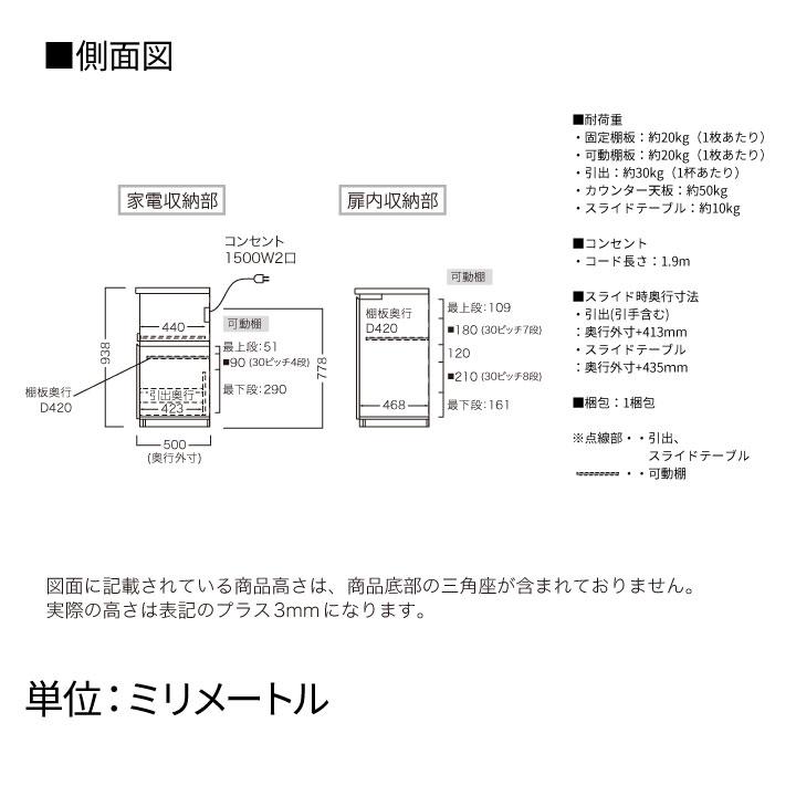 パモウナ カウンター 幅180cm 奥行50cm 高さ94cm CP 下台販売 完成品