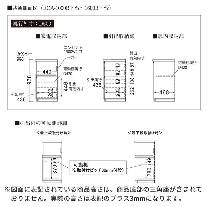 パモウナ カウンター 幅100cm 奥行50cm 高さ94cm EC 下台販売 完成品 国産 食器棚 キッチンボード ダイニングボード レンジボード レンジ台 ロータイプ 送料無料｜by-yourside｜20