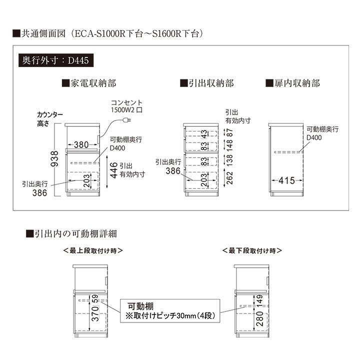 パモウナ カウンター 幅160cm 奥行45cm 高さ94cm EC 下台販売 完成品