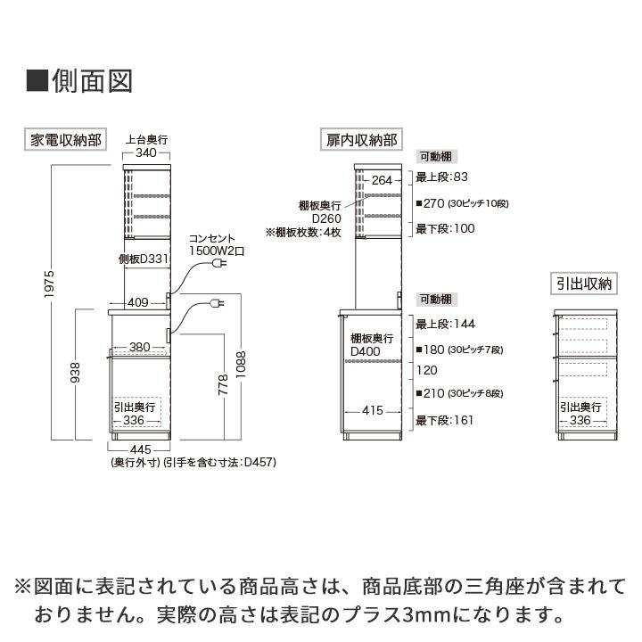 パモウナ 食器棚 幅140cm 奥行45cm 高さ198cm RU 完成品 棚 国産