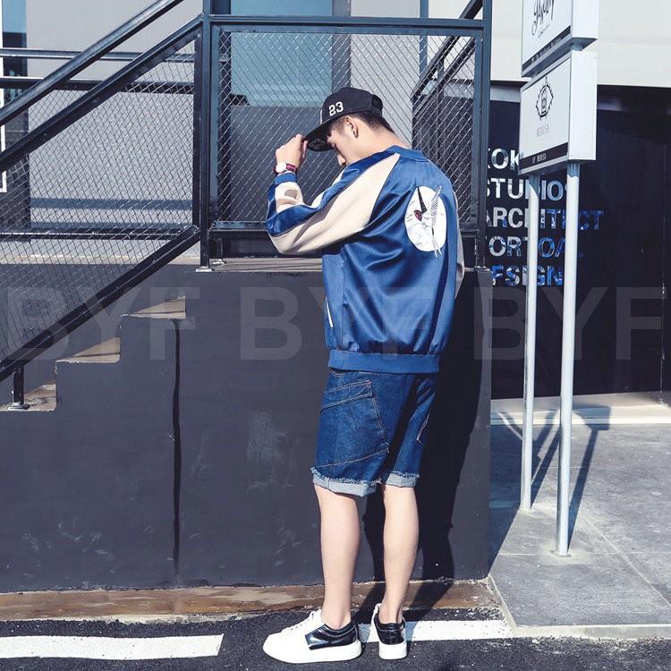 ジャケット 横須賀スカジャン スカジャン ブルゾン メンズ 秋物 和柄 横須賀 燕 ツバメ 花柄 刺繍 薄手 ライトアウター ビッグシルエット スカジャン 秋 0925wt03 Byf 通販 Yahoo ショッピング