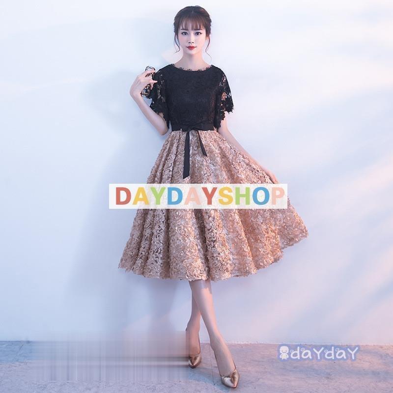 結婚式 ワンピース 安い パーティードレス 着痩せ フォーマルドレス お呼ばれ ドレス ドレス ブライダル 安い 上品 食事会 二次会 同窓会 代 謝恩会 成人式 袖あり 膝下丈 30代 40代 着痩せ Byfc Byf 在庫品特価