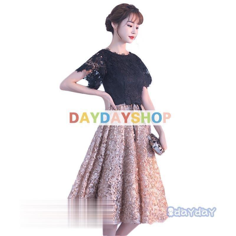 結婚式 ワンピース 安い パーティードレス 着痩せ フォーマルドレス お呼ばれ ドレス ドレス ブライダル 安い 上品 食事会 二次会 同窓会 代 謝恩会 成人式 袖あり 膝下丈 30代 40代 着痩せ Byfc Byf 在庫品特価