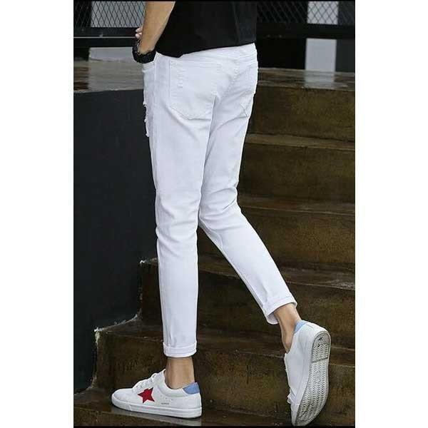 まとめ買いでお得 メンズ新品夏ファッションメンズジーンズデニムパンツ9分丈ダメージ加工スキニー男性ズボンスリム薄手カジュアル日系ジーンズ白 ジーンズ デニム サイズ 32 Www Gatorheatandair Com