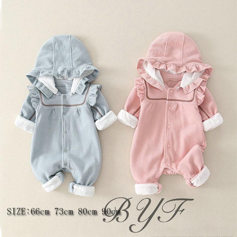 カバーオール ベビー服 ロンパース 女の子 男の子 春秋 可愛い 新生児服 退院 ふわふわ 暖かい 73 80 お出かけ 出産祝い フード付き 66 90cm 激安通販販売