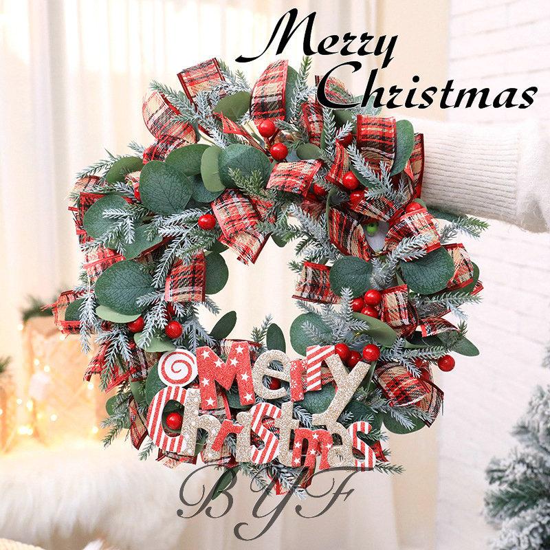 クリスマスリース クリスマス花輪 ドアリース 40cm ドア店舗 玄関 庭園 部屋 壁飾り ガーランド 飾り インテリア