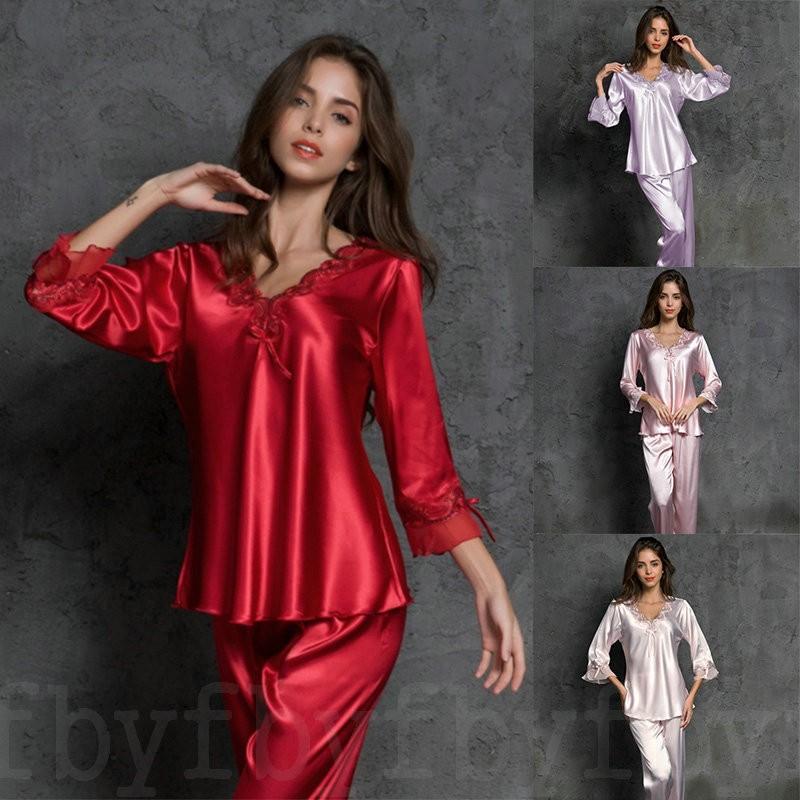 2点セット ルームウェア パジャマ ナイトウェア レディース サテン 上下セット 部屋着 女子 レディース 春 かわいい 寝巻き おしゃれ C3 Pajamas06 Byf 通販 Yahoo ショッピング