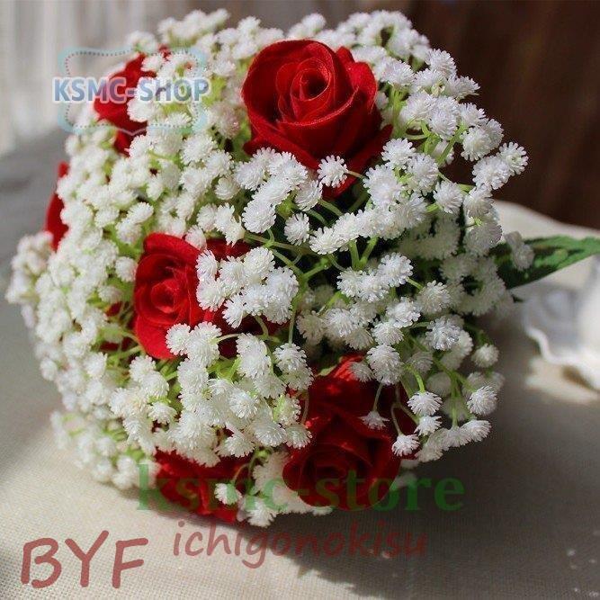 商舗 ウエディングブーケ ブートニア 安い 結婚式 ウェディングブーケ 花嫁 アレンジメント 披露宴 かすみ草 ブーケ 造花 ブライダルブーケ 手作り