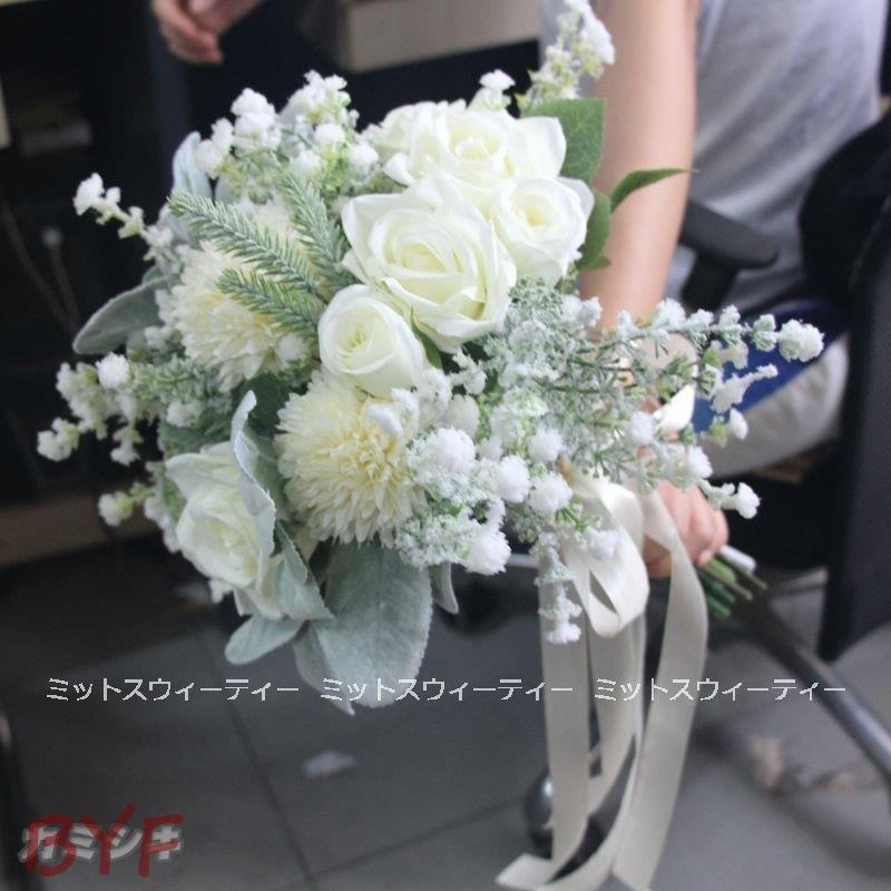 1731円 直営限定アウトレット ウエディングブーケ かすみ草 二次会 ローズ キク 結婚式 ブーケ 花嫁 アレンジメント 披露宴 ウェディング用 造花 ブライダルブーケ 手作り 海外挙式 前撮り