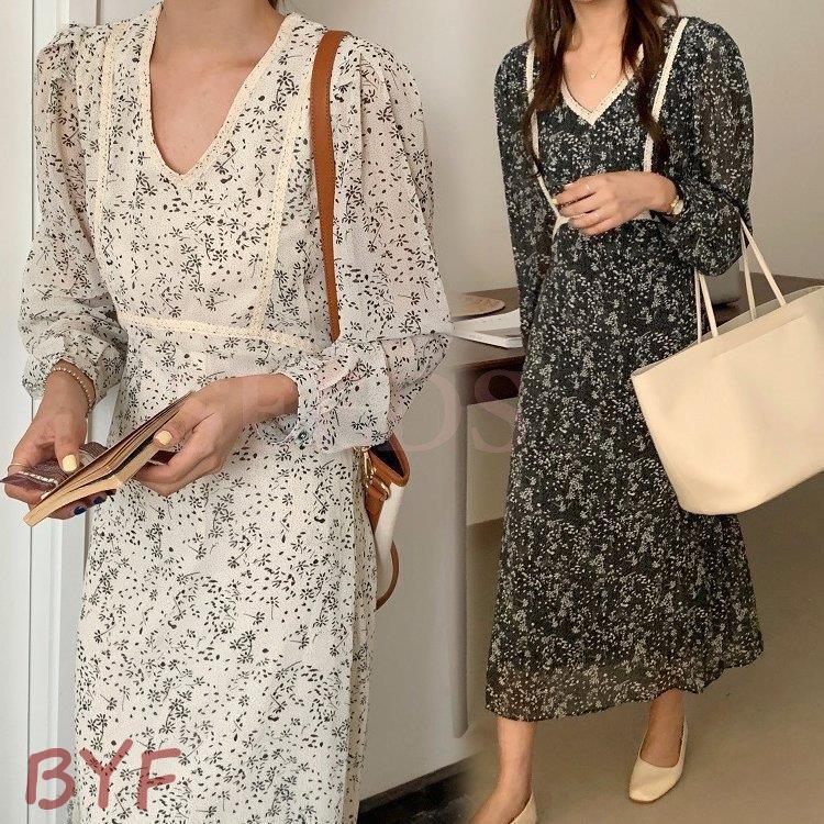 大特価 花柄 ロング丈ワンピース きれいめ 秋服 30代 40代 レディース ワンピース 長袖 結婚式 パーティー 韓国風 着痩せ ワンピース ご入金確認後5 10営業日発送 ご了承しました Www We Job Com