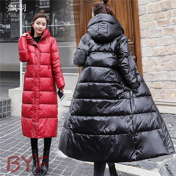 超格安価格 ダウンジャケット ロング レディース ダウンコート エナメル 無地 ブラック 大きいサイズあり 撥水 着痩せ Aライン スタンドカラー フード 中綿コート Size S Mail Invent1 Nyts Edu