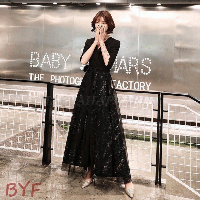 パーティードレス 韓国 ウエストリボン ロングドレス 結婚式 大きいサイズ 3l 4l 袖あり 五分袖 チュール シフォン Vネック カシュクール Cc21 Wi30zrr40 Byf 通販 Yahoo ショッピング