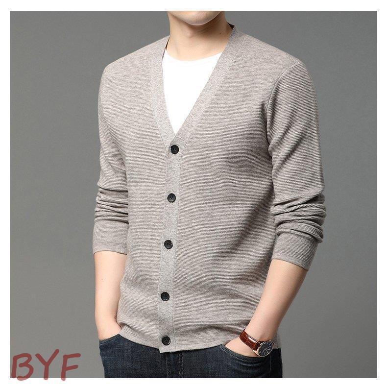 高速配送 カジュアル ビジネス対応 無地 Vネック セーター ニット メンズ カーディガン シンプル 春 冬 秋 カーディガン カラー ベージュ Tiocabelo Com Br